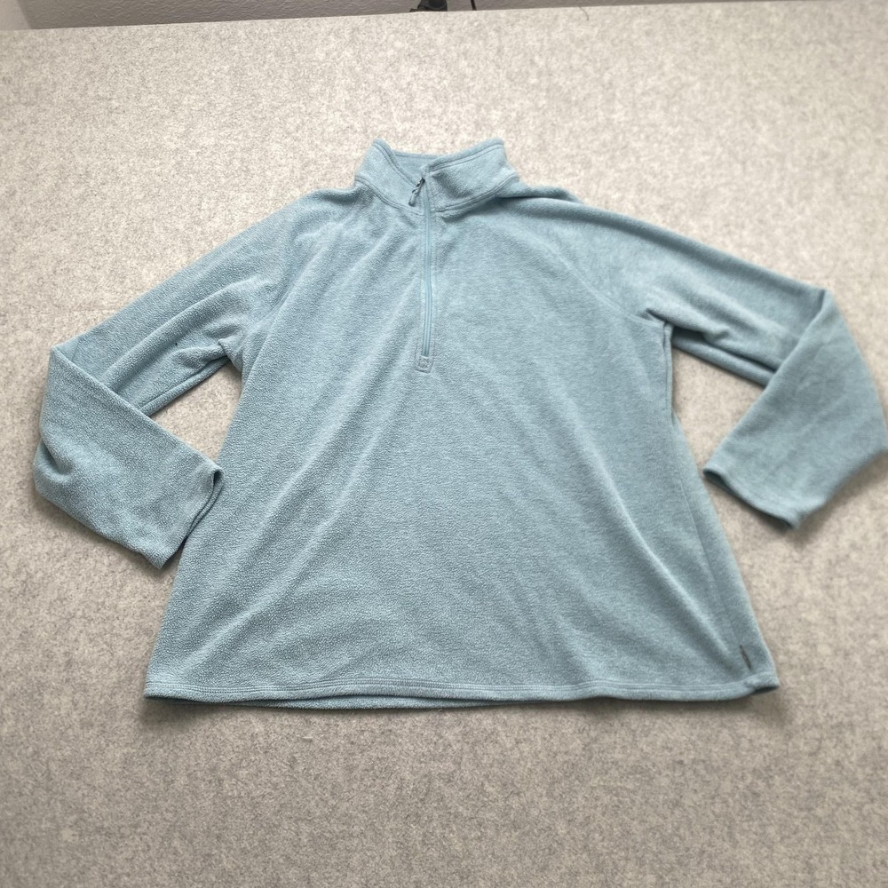 Eddie Bauer Shirt Womens XL Blue Fleece Mock Neck Quarter Zip Long Sleeve Top